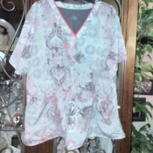 Healing Hands Pink and Gray Short Sleeve Top